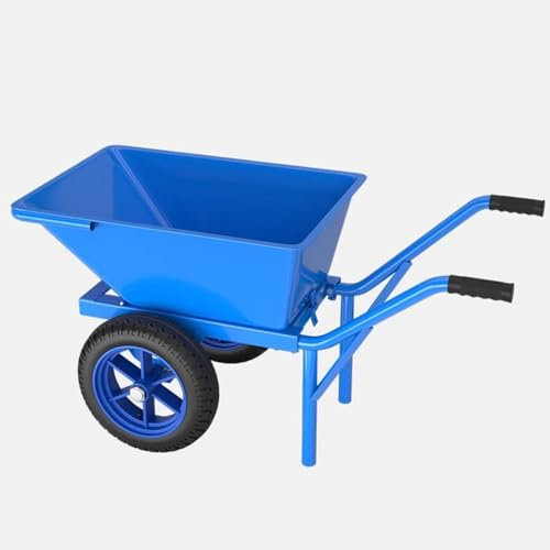 Carretilla de doble rueda multiusos resistente, carrito de jardín, carretilla para fertilizantes, agua, plantas, hojas, transporte de residuos, marco de acero, ruedas neumáticas dobles.