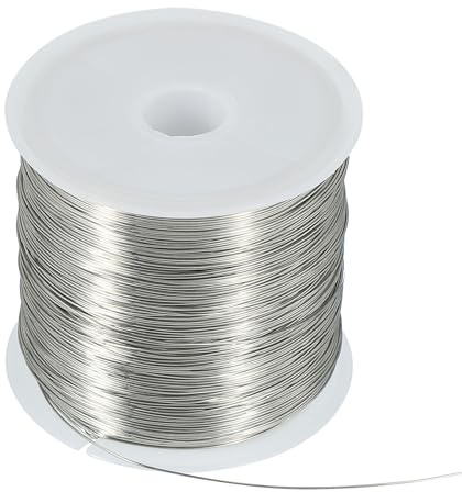 sourcing map 164Ft 26 Gauge Jewelry Wire Beading Wire for Jewelry Making 50M/0.4mm Bare Copper Craft Beading Wire for Necklace Bracelet Beading Supplies, Silver