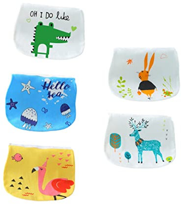 BESTonZON 5stücke Teiliges Burp Tuch Aus Atmungsaktivem Baumwoll-musselin Saugfähige Junge Mädchen-schwitzfrotteehandtücher Mit Niedlichen Tiermotiven Leicht Und Hautfreundlich