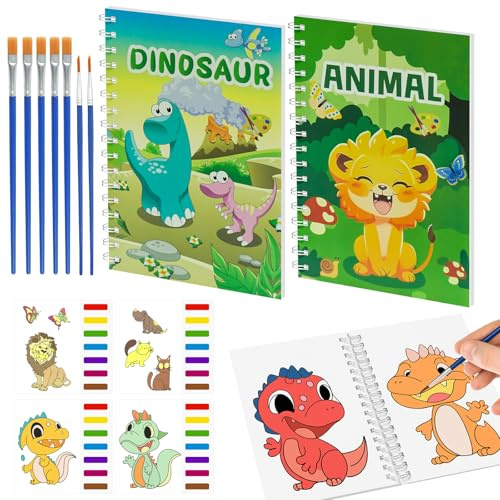 2 Pcs Water Colouring Book for Children Mess Free Painting Watercolour Paint Set Paper for Kids, Magic Kids Painting Set Arts and Crafts for 3 4 5 6 7 8 Year Old Boy Girl Birthday Gifts