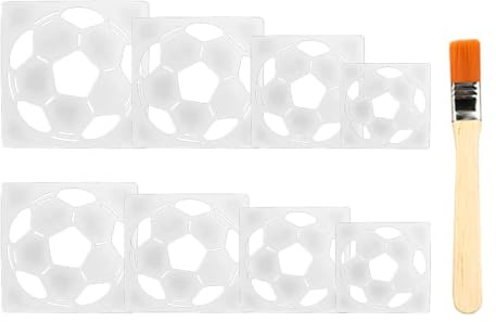 KEMUZ 9 Pezzi Di Stencil Da Calcio Da Dipingere, Stencil Per Aerografo, Riutilizzabili, Stencil Da Pittura Per Bambini, Stencil Per Dipingere, Kit Di Stencil Per Decorazioni Murali (Pennello Incluso)