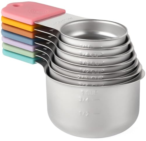 Bosiyrggrl Magnetic Measuring Cups Set Stainless Steel Measuring Cups for Dry and Liquid Ingredients (Multicolor)