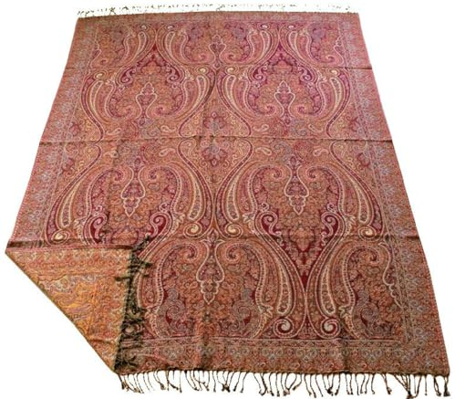 Lorenzo Cana - Coperta in lana jacquard, coperta in cotone con lana di merinolamma, coperta paisley 140 cm x 200 cm 96344