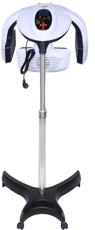Cuffia di asciugatura professionale, 1500 W, riscaldamento a 5 direzioni, regolabile in altezza, display LCD, 1-1,5 m, tubi al quarzo, 10S, preriscaldamento, 4 ruote universali, colore bianco