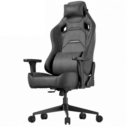 JUMMICO Veloursleder Gaming Stuhl,Bürostuhl Ergonomisch mit 3D Armlehnen,Schreibtischstuhl mit Wider Backrest for Gaming, Working,Studing,Belastbarkeit bis 200 kg, Silbergrau