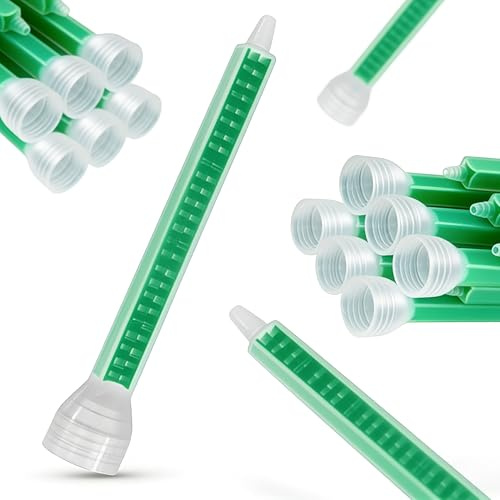 40PCS Epoxy Mixing Nozzles, Static Mixing Nozzle Tips for 1:1 & 1:2 Adhesive Cartridges, 24 Element Mixer, Disposable Tips for Resin, Epoxy, Marine, Automotive