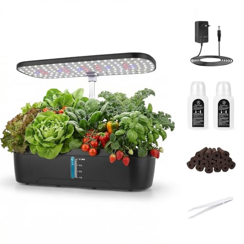 Yapasopu Sistema idroponico 52 capsule, 24W, include LED a spettro completo, sistema intelligente per la coltivazione indoor, kit idroponico per cucina, balcone, erbe aromatiche e insalate