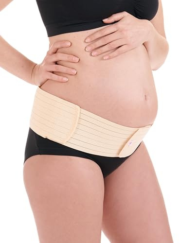 Herzmutter Ceinture de Grossesse pour Maternité - Soutien abdominal et dorsal - Réglable-Elastique-Confortable - Ceinture pour Femmes Enceintes - 3200 (XXL-XXXL, Beige)