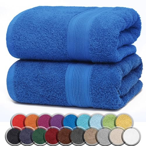 NatureMark 2er Pack SAUNATÜCHER/BADETÜCHER – Premium Qualität 80x200cm – Sauna-Handtuch 100% Baumwolle – Farbe: Royal Blau