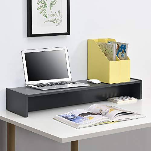 [en.casa] Monitor Heighten Stand skärm hylla dockhållare 100 x 27 x 15 cm spånskiva mörkgrå