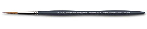 Winsor & Newton 5011304 professionell akvarellpensel, målarpensel för akvarellfärger med syntetiska fibrer, ergonomiskt handtag, hållbart och formstabilt, kort handtag – riggingsborste nr 4