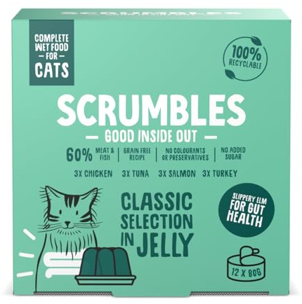 Scrumbles Natural Wet Cat Food, Classic Selection in Jelly 12x 80g