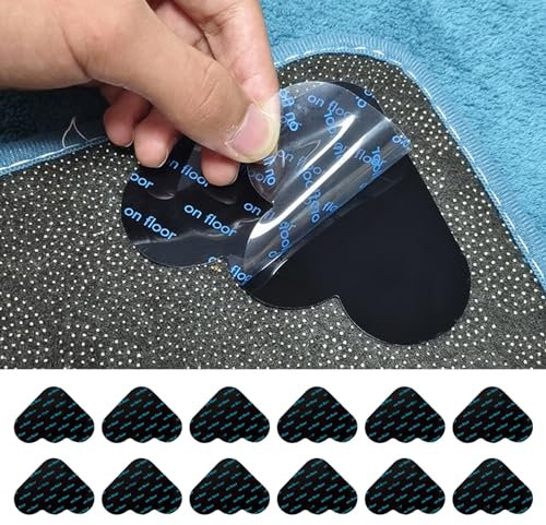 Xumann 12PCS Carpet Gripper for Rug on Top of Carpets Rugs Grippers Tape Laminate Wooden Floor Grip Stickers Anti non Slip Stop Moving