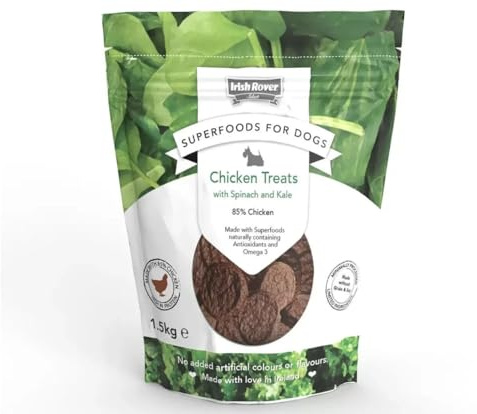 Irish Rover Superfoods for Dogs, Chicken treats with Spinach and Kale, 1.5 kg, brown