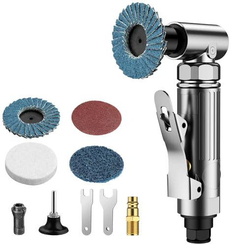 COLFULINE Set Smerigliatrice Angolare Pneumatica ad Aria 20000rpm 90 Gradi Smerigliatrice Pneumatica con Pinza da 1/4 e 1/8 per Lucidatura Smerigliatura