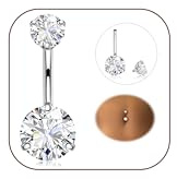 Diamday Piercing Ombligo 316L Acero Quirúrgico Piercing Ombligo Anillos 14G CZ Ombligo Barretta Banana Vientre Bananabell Curvados Piercing Ombligo Joyería para Mujeres Hombres Plata 8/10/12/14/16mm
