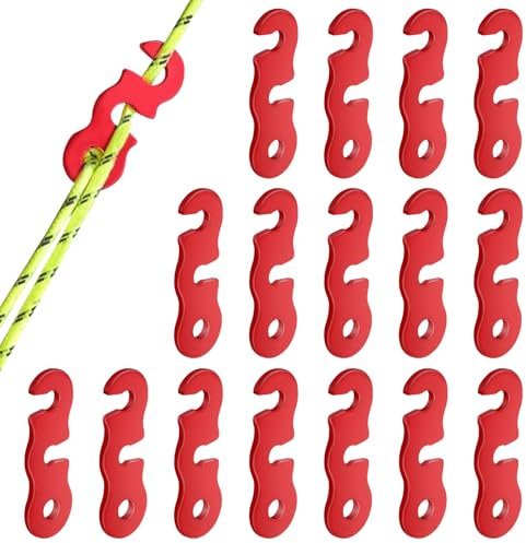 HOTUT Tenditore per Corda Campeggio, 16 Pezzi Tiranti Regolabili in Lega di Allumino, Tenditori in Alluminio per Tenda, Tirante Corda Tenditore, per Campeggio Escursionismo Tende da Esterno