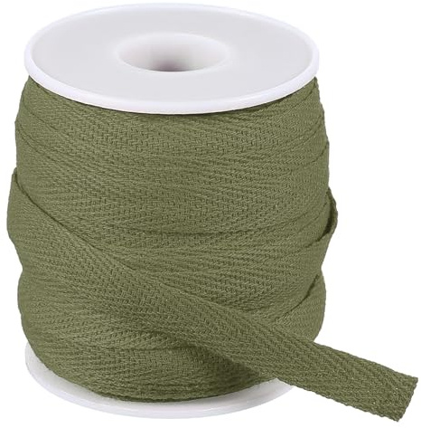 PATIKIL 10mm x 66feet Flat Drawstring Cord Drawstring Replacement Soft Drawstring Cotton Draw Cord Sweatpants Sports Sweatshirts Hoodie Draw Cord Replacement, Olive Green