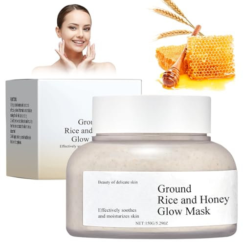 Zkaoai masque visage riz et miel, Rice Cream, Masques Beauté, Masque visage hydratant, Masque nourrissant beauté, peau raffermie, Rice Mask pour tous types de peau, 150g