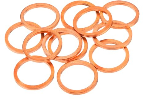 QUARKZMAN 12 Pièces Rondelles Plates en Cuivre, Rondelles d'Écrasement Plates Métriques en Cuivre Amélioré de 16x20x2mm pour Raccords Hydrauliques Vis Écrou Réparation Électronique
