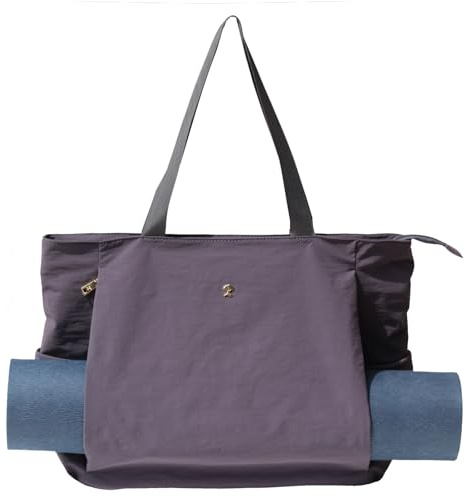 ESVAN Yoga Mat Bag Yoga Tote Carrier Shoulder Bag Carryall Tote for Office,Yoga,Pilates,Travel,Beach and Gym (Nylon Dark Gray)
