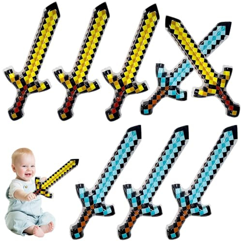 8 stycken Uppblåsbara Pixlar Svärd, Pixlar, Uppblåsbara Långa Svärd, Uppblåsbart Piratsvärd, Cosplay Fest, för Halloween Rollspel Partydekorationer