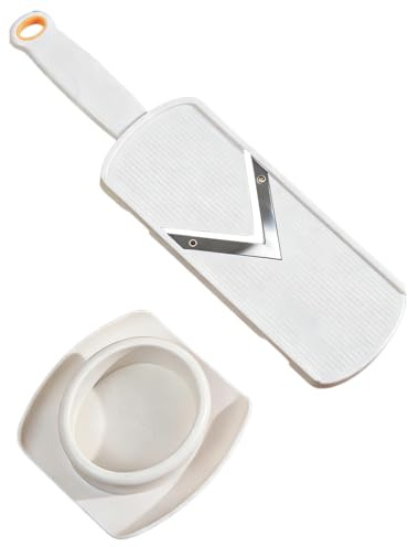 Mandoline à légumes, Mandoline manuelle, Coupe-légumes avec lame en acier inoxydable double face, Good Grips, Râpe de cuisine portable, Pour fromage, oignons, cuisine, chou, couleur:Blanc