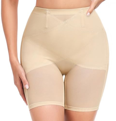 Tuopuda Femme Culotte Sculptante Gainante Amincissante Invisible Ventre Plat Gaine Contrôle Taille Haute Panty Anti Frottement Cuisse Efficace sous-vêtements, Beige, L