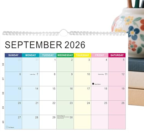 Wcybym Calendario 2026-2027 – Planificador mensual semanal con bloques rayados, calendario mensual 2026-2027 | para casa, oficina, escuela, citas, horario académico, planificación de Navidad, Año