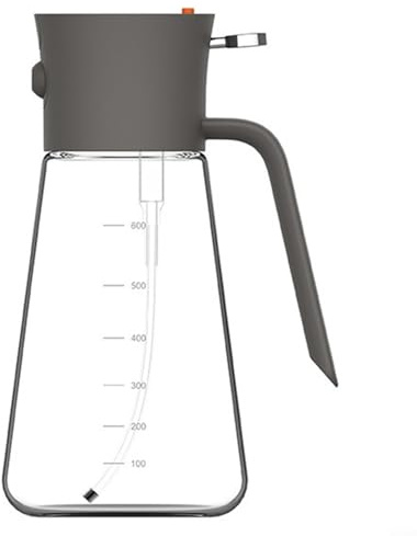 HEBEOT Pulverizador de aceite y vinagre 2 en 1 y dispensador de vertido, botella de vidrio de borosilicato para cocinar, hornear, asar, asar, barbacoa, freidora con tapa controlada por interruptor y