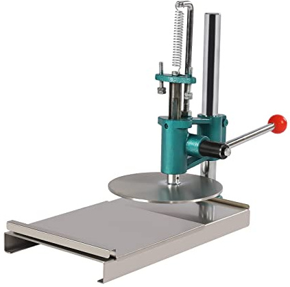 Manual Dough Press Machine Pizza Roller Sheeter Pastry Maker Hand Tool Bread Cast Iron Base Dual Plates 304 Stainless Steel Commercial Chapati Sheet Crust Flat Presser 7.9 X 0.2 In