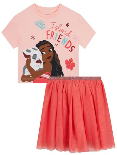 Disney Camiseta Niña Moana Con Pua, Conjunto Niña Con Camiseta Y Falda Tutu, Ropa Verano