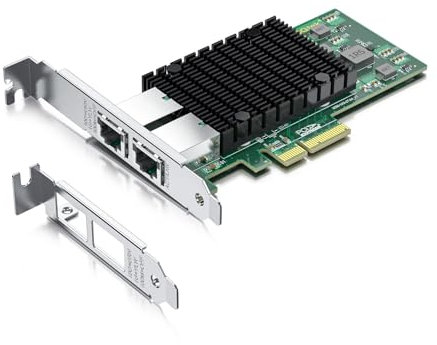 10Gtek 10Gb PCI-E NIC Network Card, Dual Copper RJ45 Port, with Intel X550-AT2 Controller, PCI Express Ethernet LAN Adapter Support Windows Server/Linux/ESX, Compare to Intel X550-T2