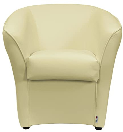 Totò Piccinni Poltrona POZZETTO Imbottita Artigianale in Ecopelle Design Made in Italy (Beige)