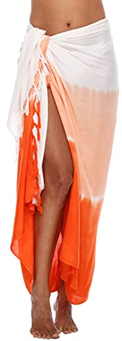 SHU-SHI - Sarong/paréo - pour femme - look de plage - à porter au-dessus du maillot de bain - dégradé de couleurs - corail