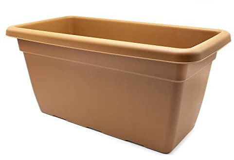 CABLEPELADO Jardinera Alta, Jardinera para balcón, Macetero Rectangular, Maceta Rectangular, Apto balcón, jardín, Patio, Interior o Exterior, 60 cm Ancho x 27.5 cm Altura, Plástico, Marrón