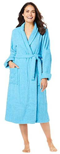 Dreams & Co. Plus Size Short Terry Robe - 4X, Paradise Blue