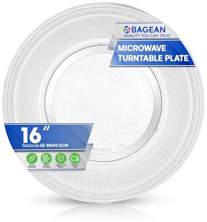 Microwave Plate Replacement 16 inch Fits WB49X10189 GE FMicrowave Glass Plate - Exactly Replaces Rotating Microwave Turntable Plate - Durable Oven Microwave Tray Dish For Better Reheating and Cooking