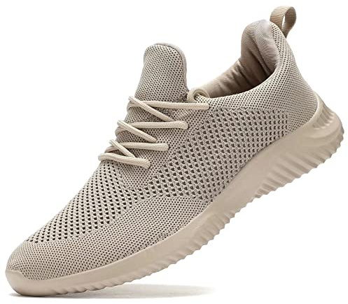 Wrezatro Men's Slip on Walking Shoes Ultra Light Breathable Non Slip Running Shoes Casual Fashion Sneakers Mesh Workout Sports Khaki