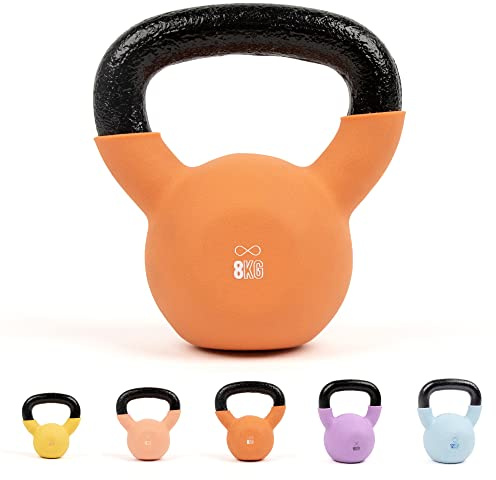 Myga Iron Kettlebell - Heavy Cast Iron Weight for Fitness and Strength Training, Bodybuilding, Muscle and Cardio - Workout Equipment ideal for Home, Gym and Studio - Orange, 8kg