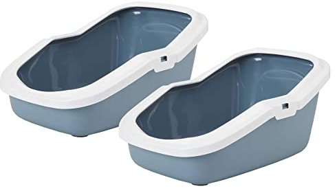 2er Sparpack Katzentoilette Katzenklo mit Rand ASEO blau-Weiss