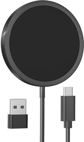MagEase Magnetic Wireless Charger, 15W Wireless Charger Mag-Safe Compatible with iPhone 17/16/15/14/13/12 Series and AirPods 4/3/2/Pro (Black)