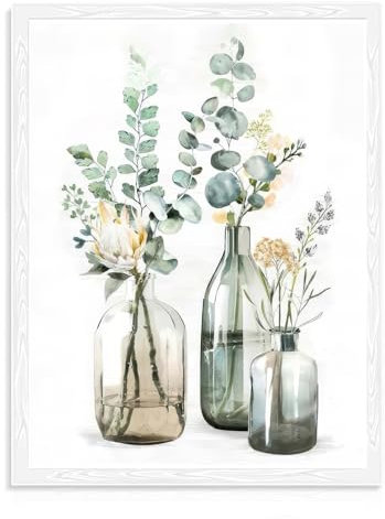 Dazzlewall Botanisches Wandbild für das Badezimmer, Flaschen Pflanzen Blumen Leinwandbild für Schlafzimmer Wohnzimmer Dekor 30x40 cm Ungerahmt