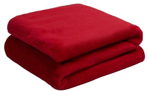 Brentfords Flannel Fleece Blanket Kids, Super Soft Cosy Warm Kids Blanket for Bed Single Bed Throw Over Couch Lightweight Fluffy Small fleece Throw, Red - 100 x 120cm