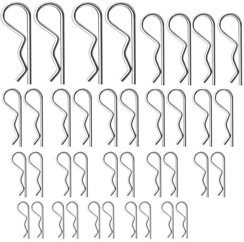 38pcs Cotter Pin Assortment Kit, Hitch Pin Clip R Clips Retaining Pins Tractor Cotter Pin Hair Pin Assortment Spring Clip Retainer Pins for Hitch Pin Lock System, Cotter Pins