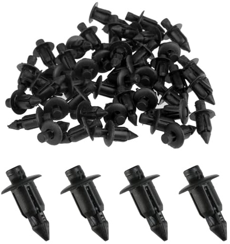 50 stycken plastnitar för fastsättning, spridning nitar plast diameter 6 mm, plastnitar fästklämmor, expansionsnitar ersättning för bil, Honda, Yamaha, Suzuki, Kawasaki, svart