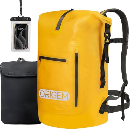 Origem Mochila impermeable, 35L/55L/85L rolltop waterproof backpack; bolsa estanca con inserción para ordenador & Espalda y tirantes acolchados para kayak, pesca, rafting, buceo o uso diario.