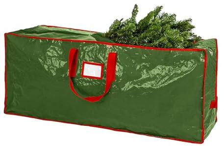 Treer Custodia Porta Albero di Natale, Custodia Albero di Natale 240cm, Sacca per Albero di Natale in PE Impermeabile, Borsa Porta Albero di Natale con Cerniera e Manici (Verde,122x38x50cm)