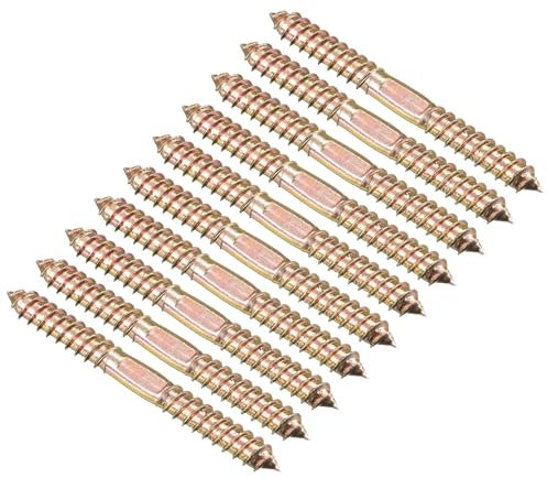 TOP-VIGOR 12Pcs M10x100mm Double Ended Self-Tapping Wood Screws, Hanger Bolts for Wood Connecting