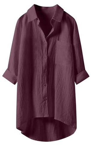 Angxiwan Try Before You Buy Womens Button Down Shirts for Women UK Lightweight Linen Cotton Blouse with Pocket Casual Loose Fit Long Sleeve Tunic Tops Oversized Lightning Deals of The Day Prime Sale.